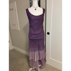 purple silk cameron blake beaded hombre dress